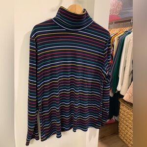 La Ligne Navy Multicolor Striped Turtleneck Sweater